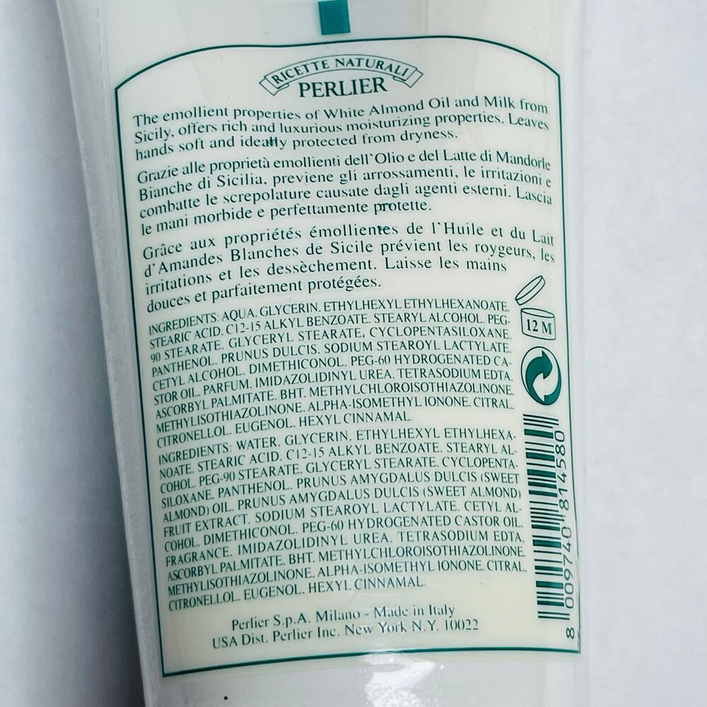 Perlier White Almond Hand Cream 100 mL 3.4 fl oz tube New Sealed - Picture 3 of 4